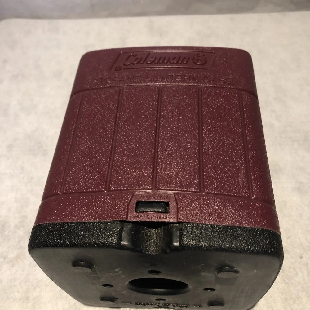 Coleman Propane Lantern Case Red Plastic Two Piece Made In USA Camping Gear Used